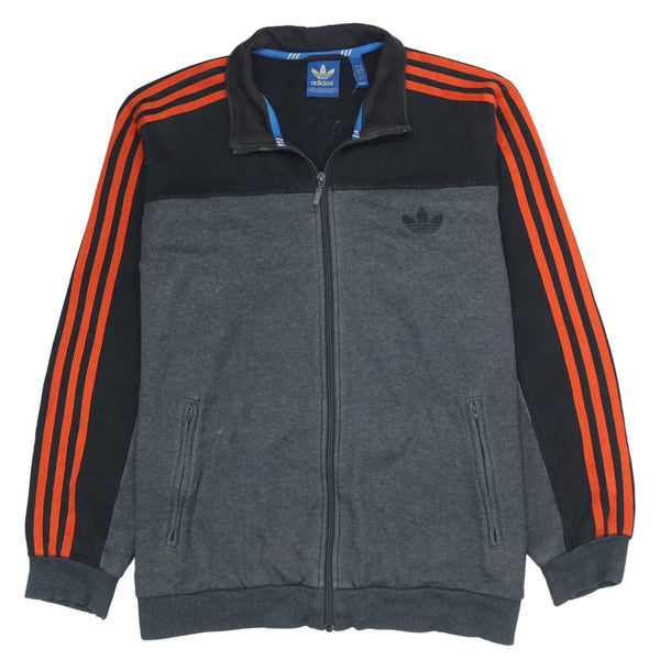 Adidas 90's Striped Sleeve Full Zip Up Sweatshirt Large Black