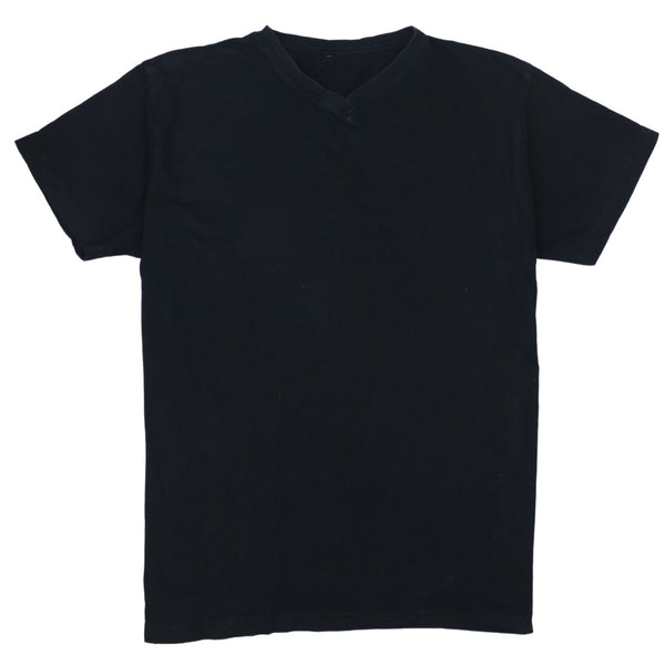 Retro 90's Black V Neck Short Sleeves T-Shirt Medium