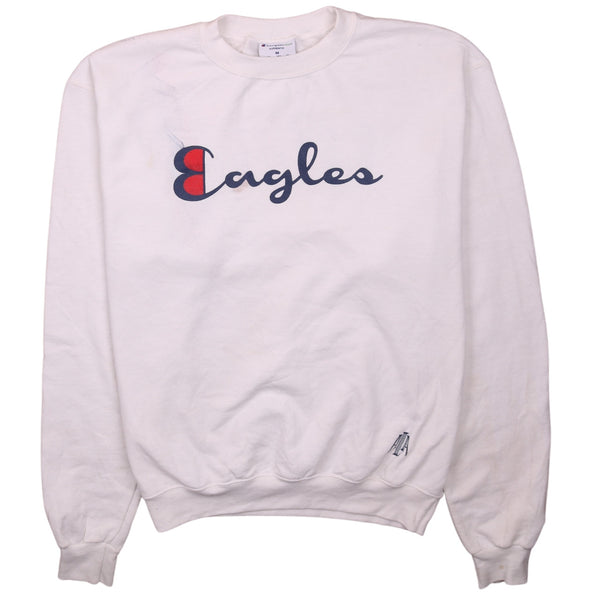 90's Champion Eagles Crew Neck Sweatshirt Medium White