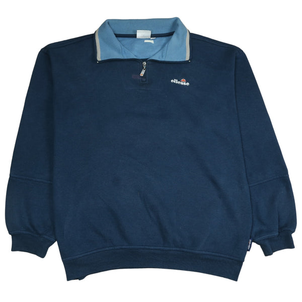 Ellesse Vintage 90's Men's Heavyweight Navy Quarter Zip Sweatshirt M