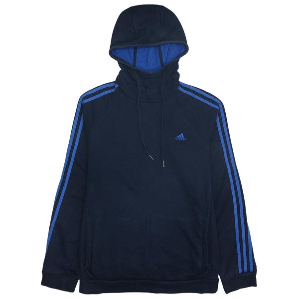 Adidas 90's Vintage Striped Sleeve Pullover Hoodie Medium Navy Blue
