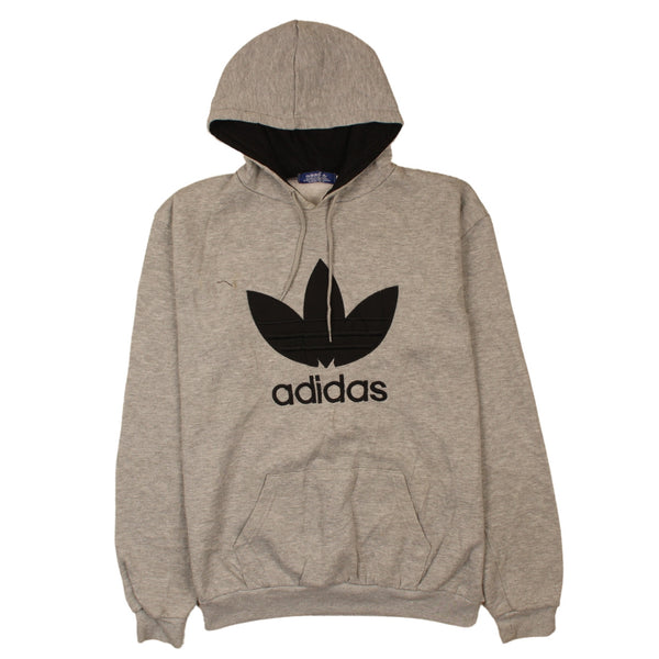 Adidas Vintage 90's Spellout Hoodie XLarge Grey Streetwear Pullover