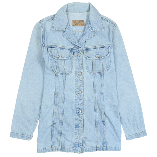 Vintage 90's Active Blue Denim Jacket Small Plain Button-Up Women