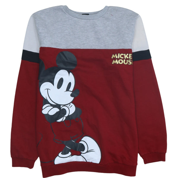 Vintage Disney 90s Burgundy Mickey Mouse Crew Neck Sweatshirt XL Red