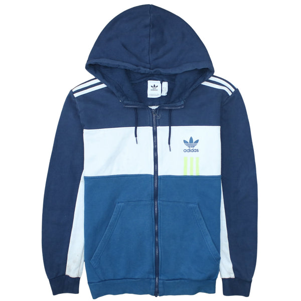 Adidas 90's Drawstring Pockets Full Zip Up Hoodie Large Navy Blue