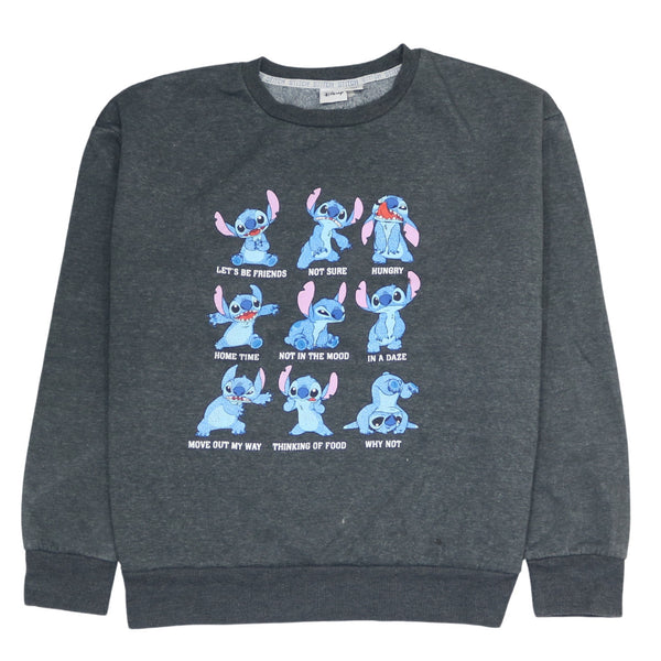 Disney 90s Stitch Crew Neck Large Grey Sweatshirt Vintage Quality