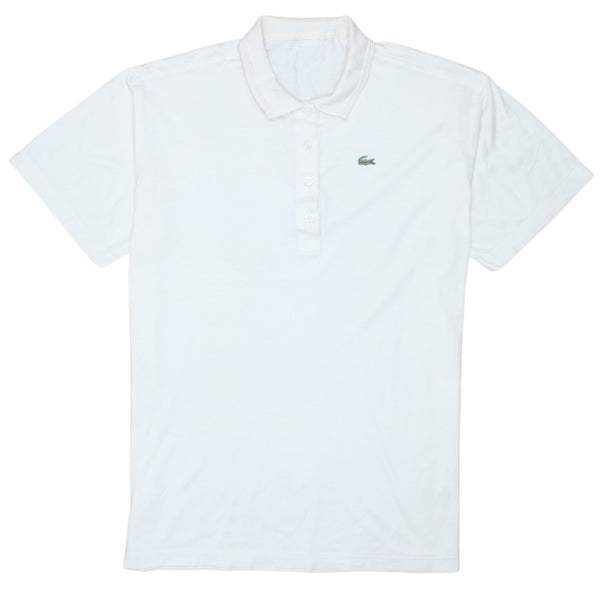 Lacoste 90's Short Sleeves Quarter Button Polo Shirt Small  White