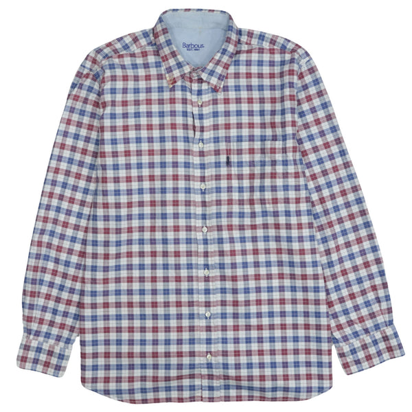Vintage Barbour 90's Red Long Sleeve Button Up Shirt XL