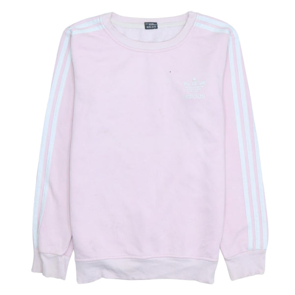 Adidas Vintage Pink Striped Sleeve Crew Neck Sweatshirt 2XL 90's Style