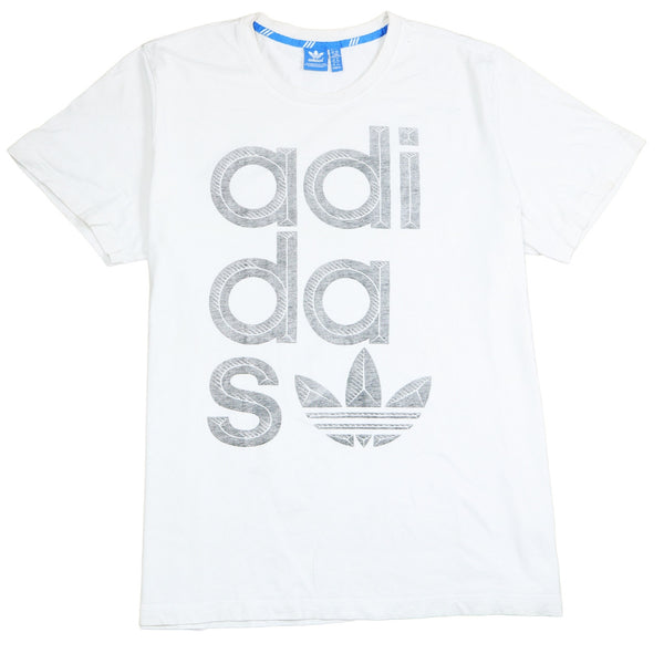 Adidas Men's 90s White Spellout XXLarge T-Shirt, Short Sleeves