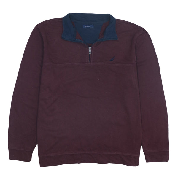 Vintage Nautica 90's Burgundy Heavyweight Quarter Zip Sweatshirt 2XL