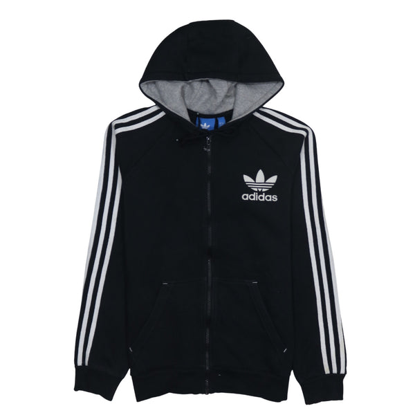 Adidas 90's Striped Sleeve Full Zip Up Hoodie Small Black