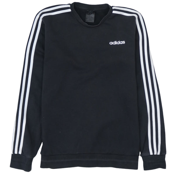 Adidas 90's Striped Sleeve Crew Neck Sweatshirt Small Black