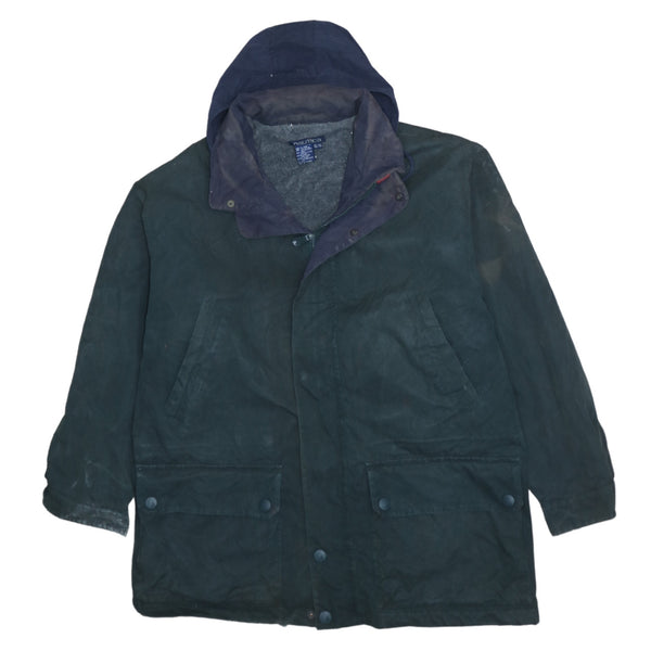 Nautica Vintage 90's Men's XLarge Hooded Green Windbreaker Jacket