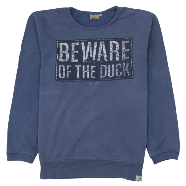 Carhartt 90's Beware Of The Duck Crew Neck Sweatshirt Large Navy Blue