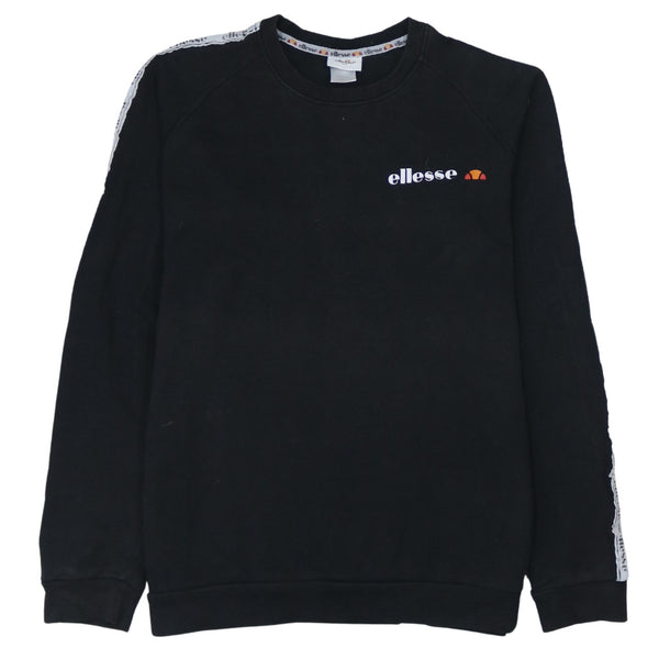 Ellesse 90's Vintage Black Lightweight Crew Neck Sweatshirt - Medium