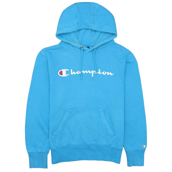 Vintage Champion 90's Blue Spellout Pullover Hoodie Medium
