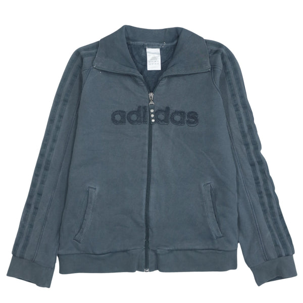 Adidas 90's Blue Spellout Full Zip Sweatshirt Women's Medium