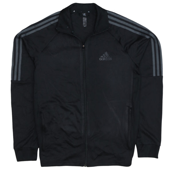 Adidas 90's Striped Sleeve Full Zip Up Sweatshirt Medium Black