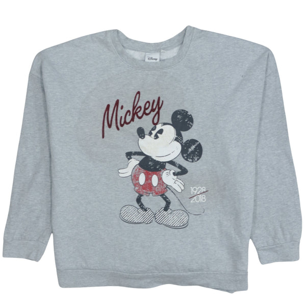 Vintage Disney 90s Mickey Mouse Crew Neck Sweatshirt Grey Large