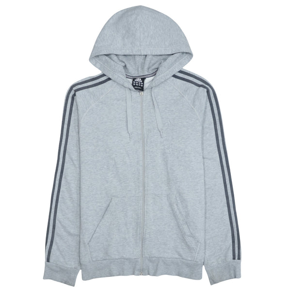 Adidas 90's Grey Striped Sleeve Zip Up Hoodie Men's Medium
