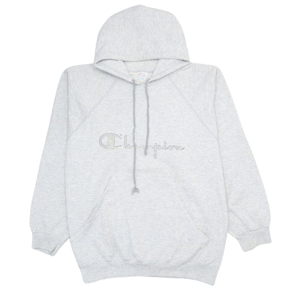 Champion 90's Vintage Grey Spellout Hoodie Men's XLarge Pullover