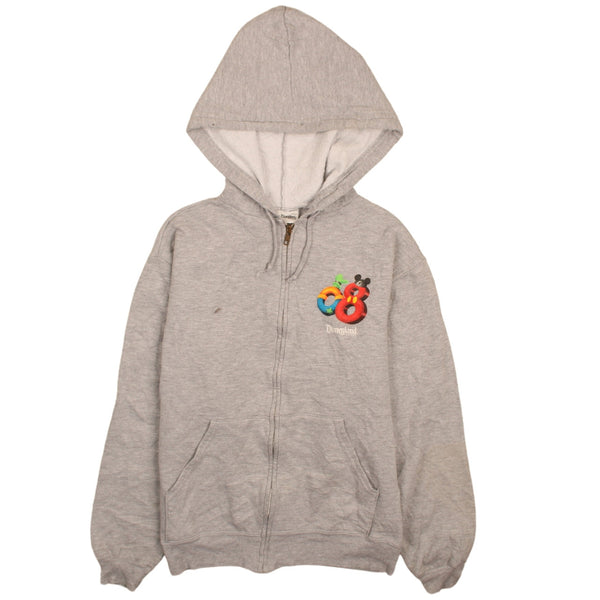 Vintage Disney Mickey Mouse Grey Zip Hoodie 90s Style Men's Small