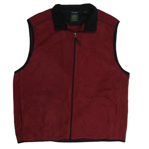 Timberland 90's Vest Sleeveless Full Zip Up Gilet Large Burgundy Red