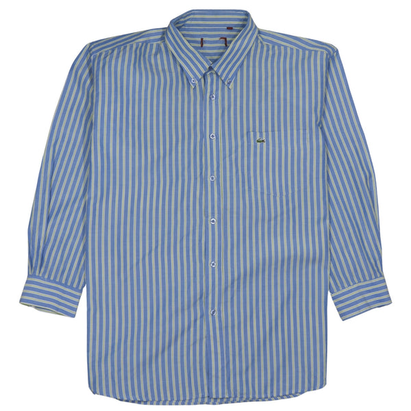 Lacoste 90's Long Sleeve Button Up Shirt Large  Blue