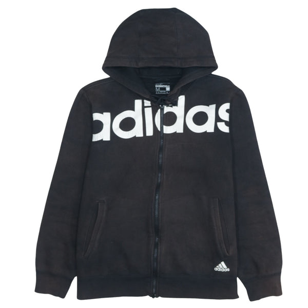 Adidas Men's Medium 90's Spellout Black Full Zip Hoodie Vintage