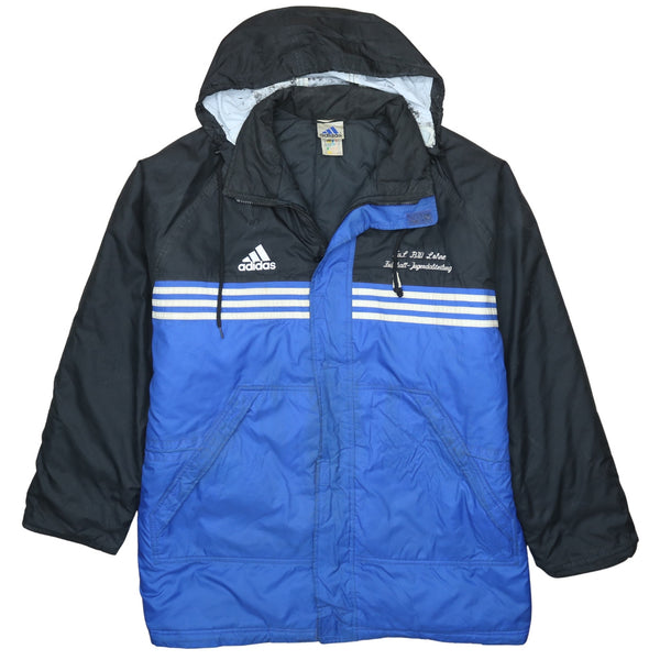 Adidas 90's XLarge Black Hooded Full Zip Windbreaker Jacket