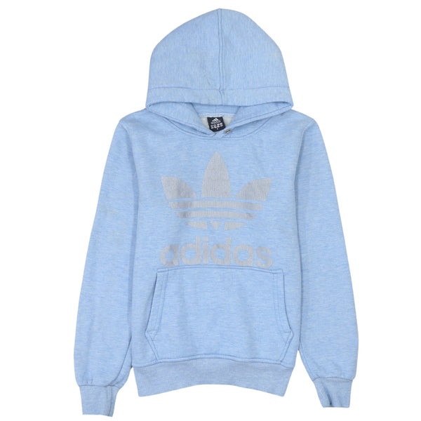 Adidas 90's Spellout Pullover Hoodie Small Blue