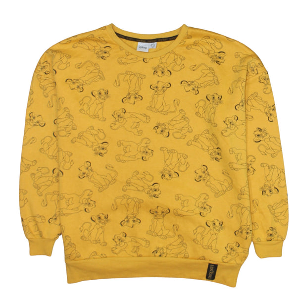 Disney 90's Plain Crew Neck Sweatshirt Small Yellow