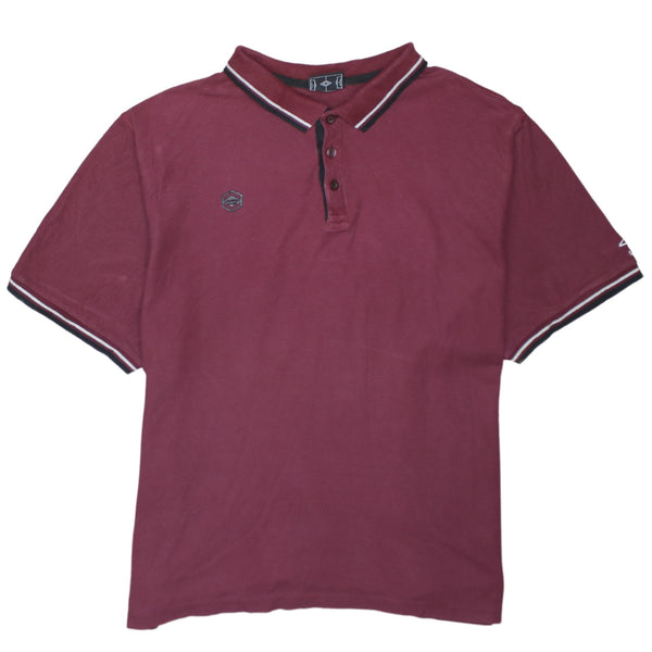 Umbro 90's Short Sleeves Quarter Button Polo Shirt XXLarge  Red