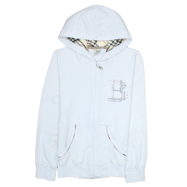Burberry 90's Lightweight Full Zip Up Hoodie Large White