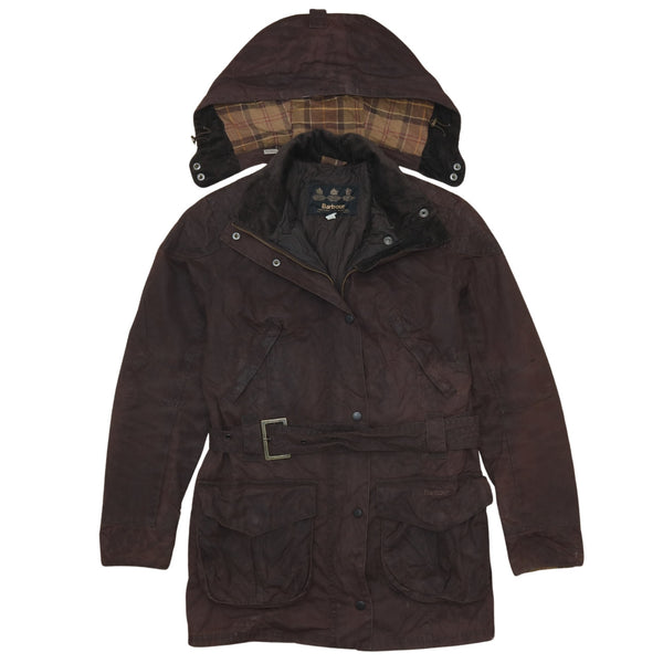 Barbour 90's Hooded Full Zip Up Windbreaker Medium  Brown