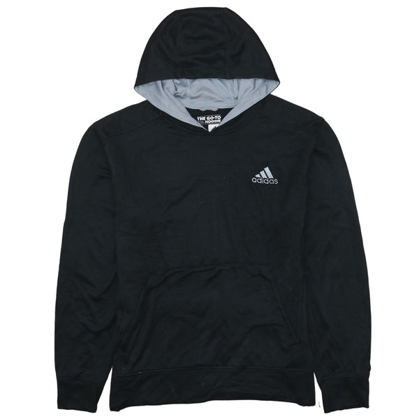 Adidas 90's Drawstring Pockets Pullover Hoodie Large Black