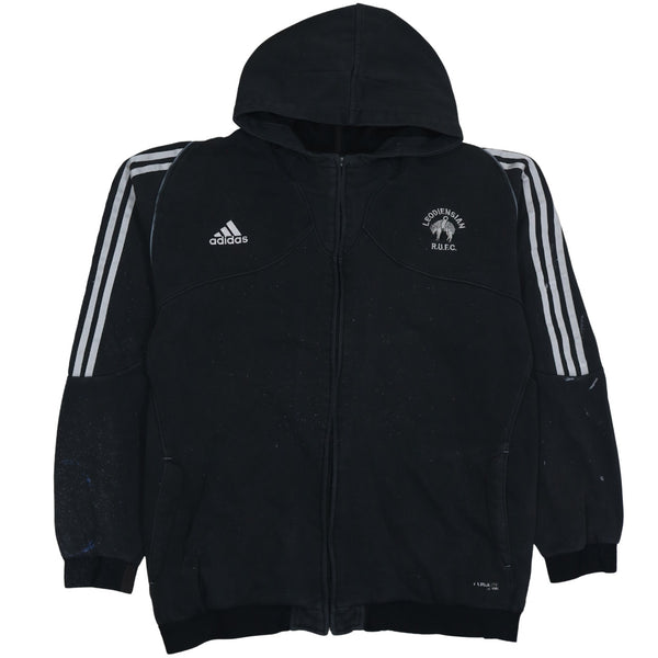 Adidas 90's Striped Sleeve Full Zip Up Hoodie XXLarge  Black