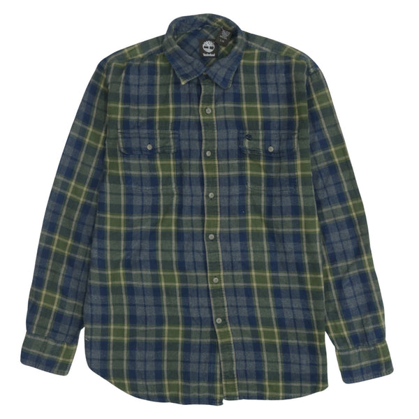 Timberland 90's Vintage Navy Blue Long Sleeve Button Up Shirt - Men's Large