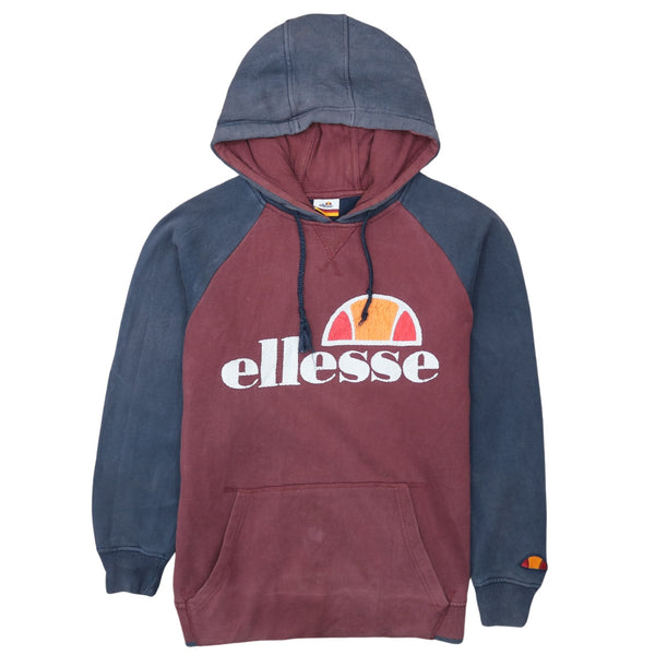 Ellesse 90's Vintage Spellout Pullover Hoodie Burgundy Red Medium