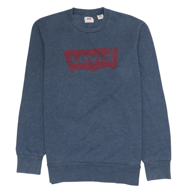 Levi's 90's Spellout Crew Neck Sweatshirt Medium Navy Blue Retro