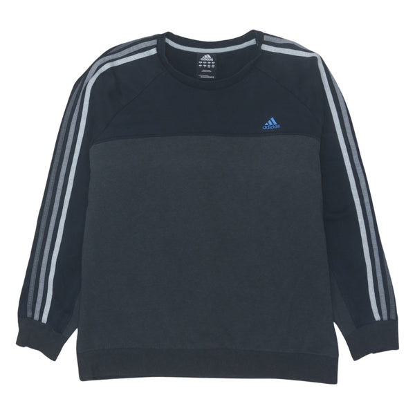 Adidas 90's Vintage Large Black Striped Sleeve Crew Neck Sweatshirt