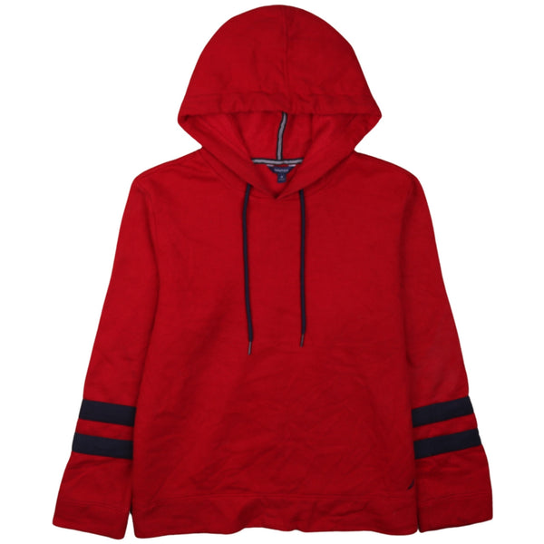 Nautica 90's Plain Pullover Hoodie Medium Red