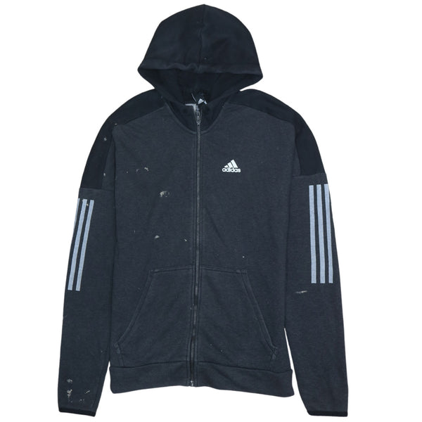 Adidas Vintage 90's Black Drawstring Hoodie Medium Full Zip Up with Pockets