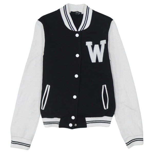 Retro 90's Black Varsity Jacket XSmall Lightweight Button Up