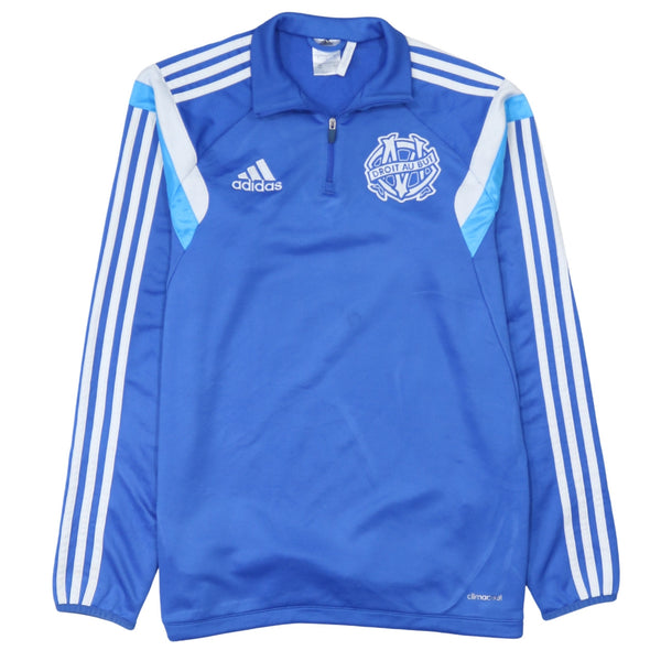 Adidas 90's Striped Sleeve Quarter Zip Sweatshirt Small Blue