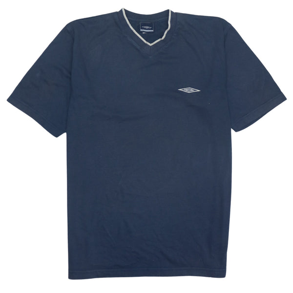 Vintage Umbro 90's Navy Blue V Neck T-Shirt, Men's Medium