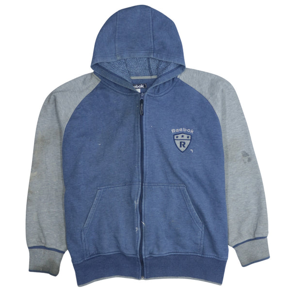 Reebok 90's Drawstring Pockets Full Zip Up Hoodie XXLarge  Blue