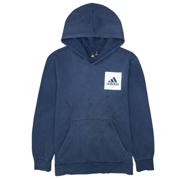 Adidas 90's Navy Blue Pullover Hoodie XLarge with Drawstring Pockets