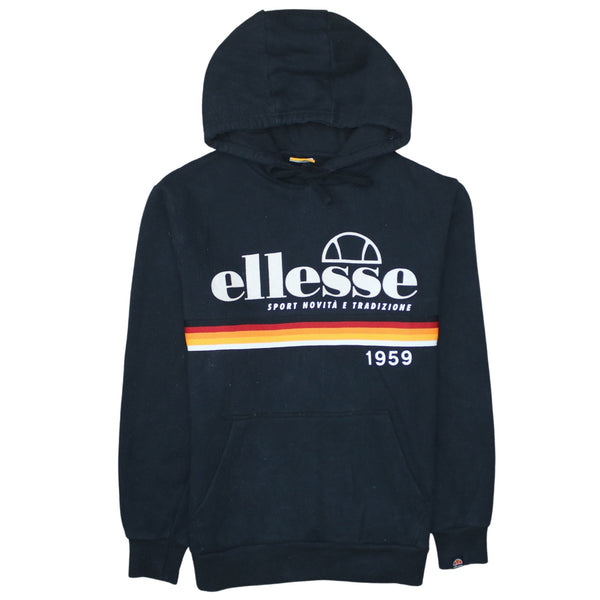 Ellesse 90's Spellout Pullover Hoodie Small  Black